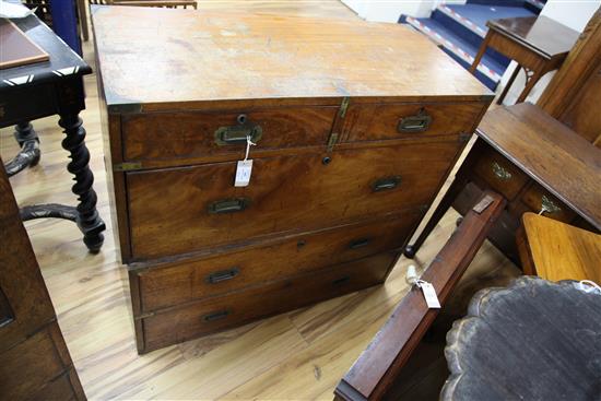 A 19th century brass bound teak military chest, W,3ft 3in.